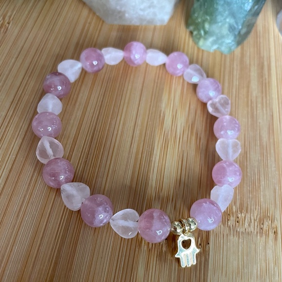 Jewelry - Madagascar Rose Quartz Heart Stretch Bracelet